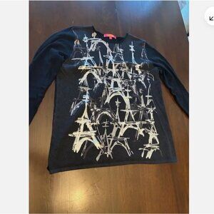 catherine maladrino sweater size Medium Black with Eiffel Tower Print